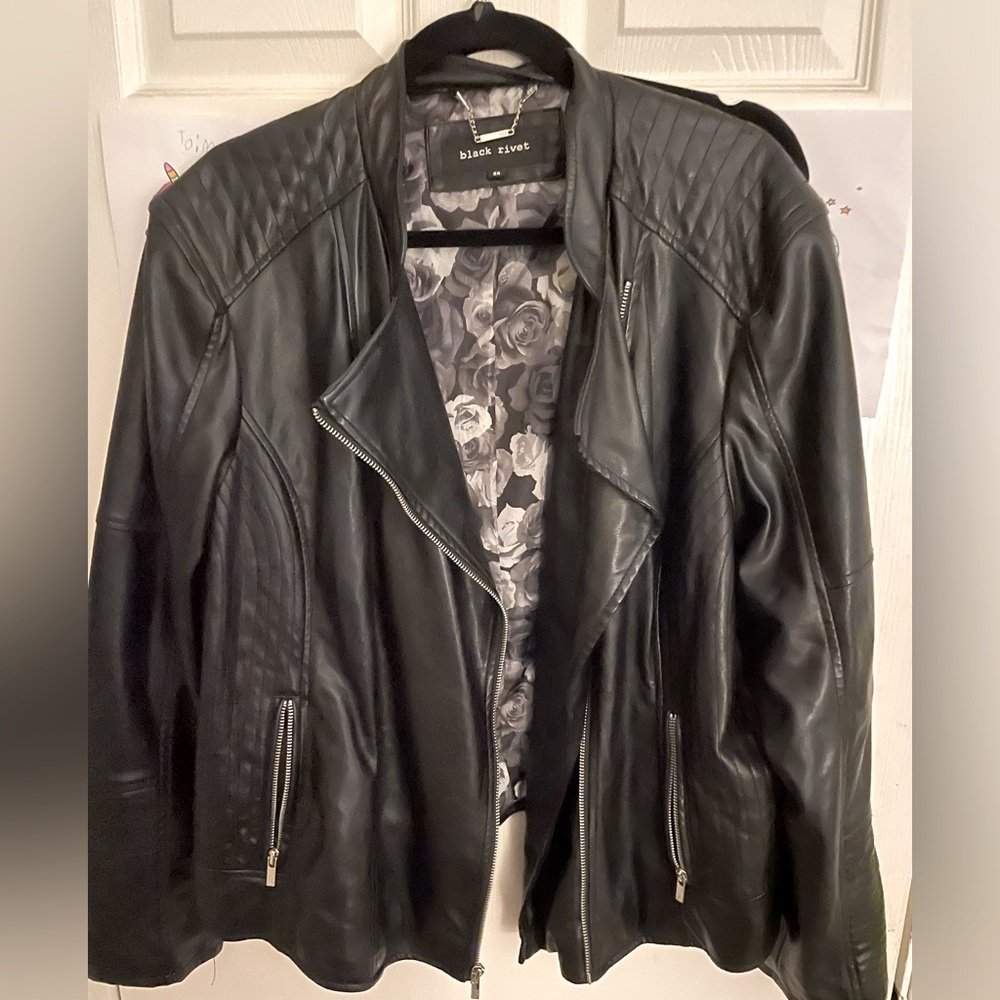 Black Rivet Faux Leather Jacket Size XL